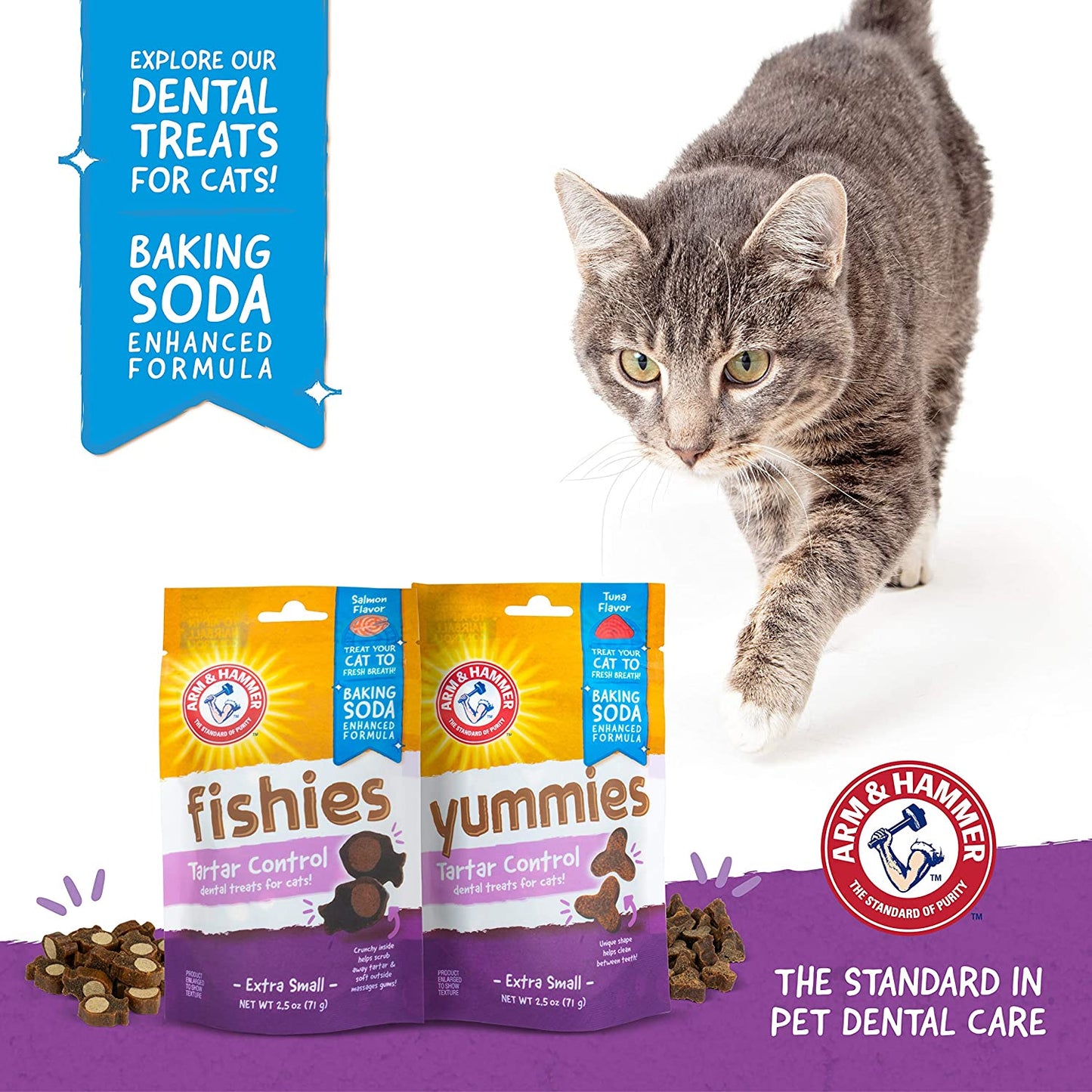 for Pets Cat Dental Treats - Tartar Control Cat Treats for Cat Dental Health, Cat Dental Care Treats for Fresh Breath, Cat Teeth Treats for Cats, Arm and Hammer Dental Chews for Cats
