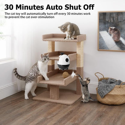 Cat Toys Interactive - 2 in 1 Laser and Cat Feather Toys Kitten Toys, Automatic Cat Toys for Indoor Cats Play Chase Exercise, with 2 Pcs Feather and Streamer Tape Replacements